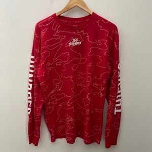 100Thieves GEOGRAPHY PRINT LONG-SLEEVE [RED]